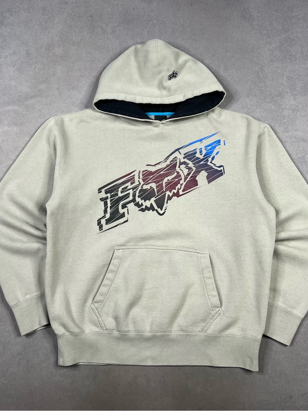 Fox Men's Light Gray Hoodie with Multicolor Logo